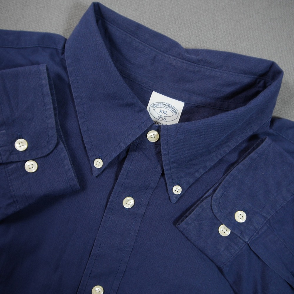 Brooks Brothers Dark Wash Coastal Prep Academia Office Work Shirt XXL Y2K Ivy